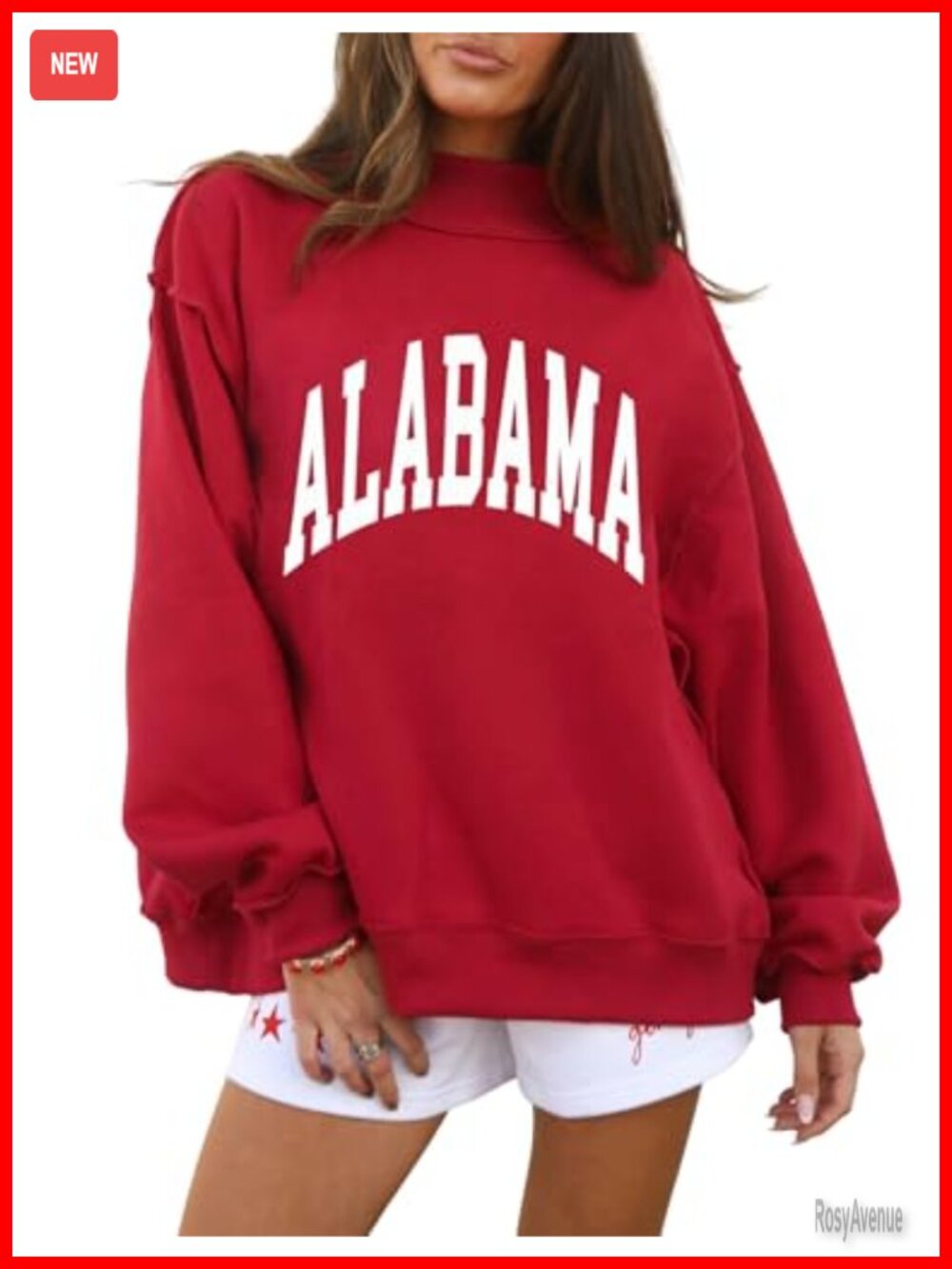 Mock Neck Graphic Letter Print Oversized Pullover Sweatshirt